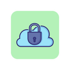 Poster - Cloud data protection line icon. Cloud with lock. Data safety concept. Can be used for topics like business, information technology, security