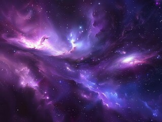 Wall Mural - aweinspiring nebula in deep space swirling with vibrant purples and blues twinkling stars and cosmic