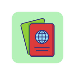 Poster - Foreign passport line icon. Visa, document, arrival. Customs house concept. Vector illustration can be used for topics like citizenship, immigration, travelling