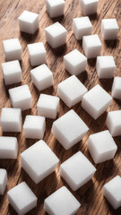 Wall Mural - cube sugar on wooden background