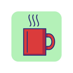 Poster - Hot mug line icon. Tea, coffee, steam. Office concept. Can be used for topics like hot coffee break, coffee shop, lunch room, cafe
