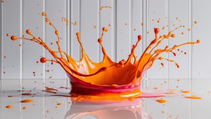 Sticker - A splash of orange liquid splashing out from a glass, AI