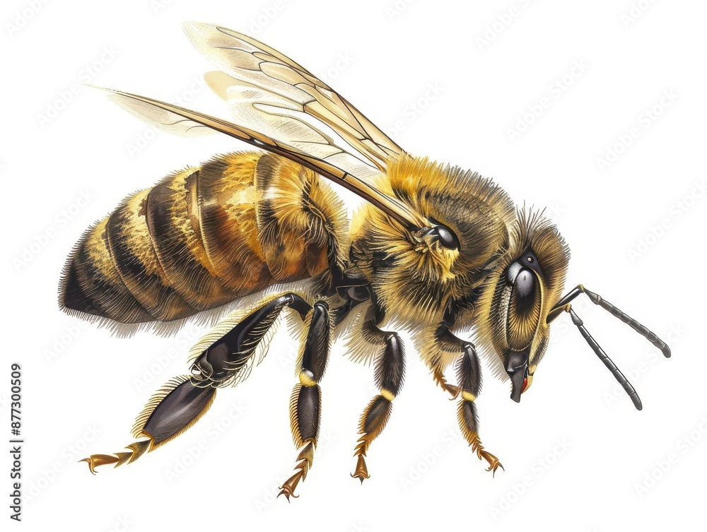 detailed scientific illustration of honey bee anatomy showcasing ...