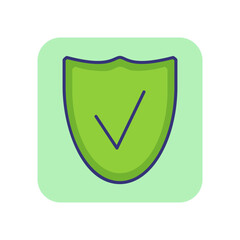 Poster - Secure line icon. Shield with checkmark. Protection concept. Can be used for topics like business, finance, data safety, defense, antivirus