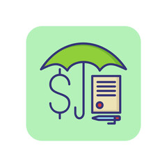 Poster - Insurance policy line icon. Document, pen, umbrella, dollar. Protection concept. Can be used for topics like business, warranty, health care