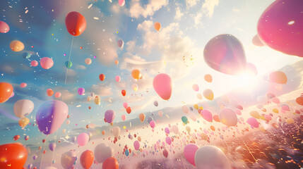 Wall Mural - elegant multicolor balloons and celestial delights