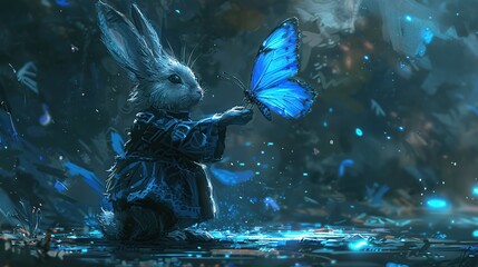 Sticker - Rabbit and Butterfly Fantasy