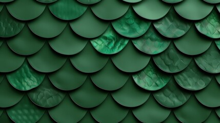 green art deco wallpaper pattern with repeating ombre fish scale shapes