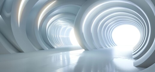 Poster - an amazing 3d rendering of a round sci-fi corridor with lights