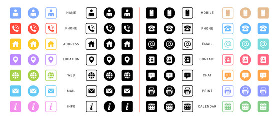 Aufkleber - business card contact information icons set