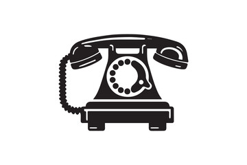 Vintage telephone silhouette illustration isolated white background