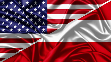 Poster - United waving flag of USA and Austria