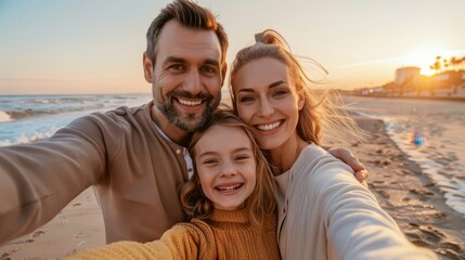 A happy family on beach