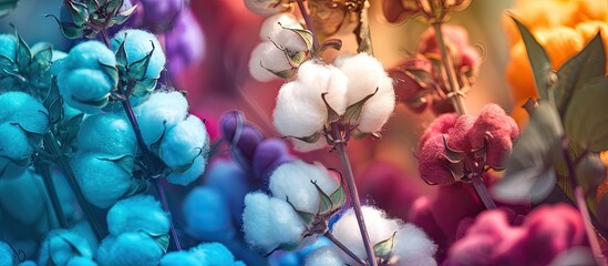 Poster - cotton with various colors creating a vibrant copy space image