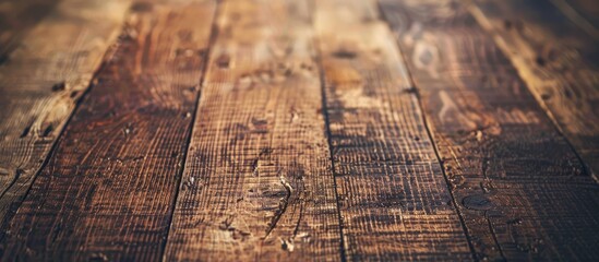 Poster - vintage style rustic wood table showing its intricate grain texture up close suitable for various de