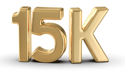 15k Followers Gold Number 3D Render