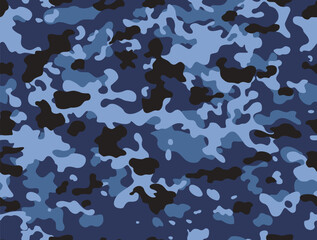 Wall Mural - camouflage military blue background texture army, repeat pattern for printing clothes, fabrics