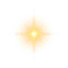 Poster - Gold Glow Star. Light glowing effect. Transparent Sun rays