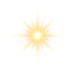 Poster - Gold Glow Star. Light glowing effect. Transparent Sun rays