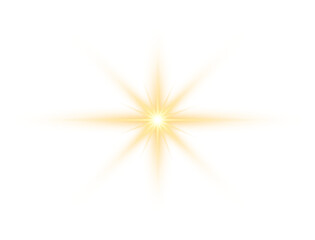 Poster - Gold Glow Star. Light glowing effect. Transparent Sun rays