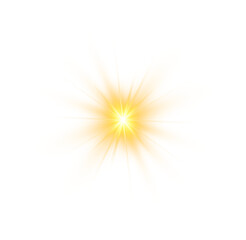Poster - Gold Glow Star. Light glowing effect. Transparent Sun rays