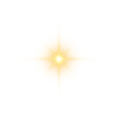 Poster - Gold Glow Star. Light glowing effect. Transparent Sun rays