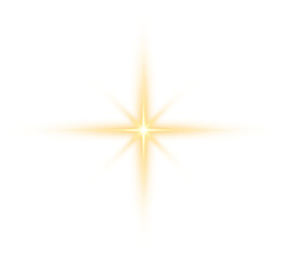 Poster - Gold Glow Star. Light glowing effect. Transparent Sun rays