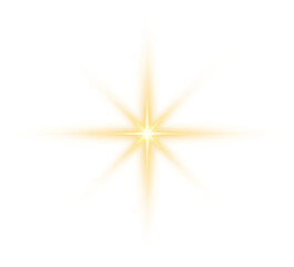 Poster - Gold Glow Star. Light glowing effect. Transparent Sun rays