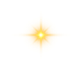 Poster - Gold Glow Star. Light glowing effect. Transparent Sun rays