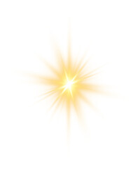 Poster - Gold Glow Star. Light glowing effect. Transparent Sun rays