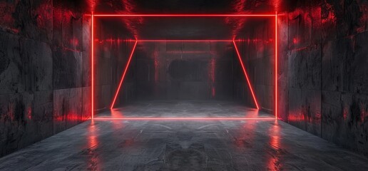 Poster - dark night empty parking underground space showcase car garage concrete 3d rendering in pantone blue