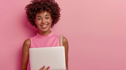 Wall Mural - The woman with a laptop