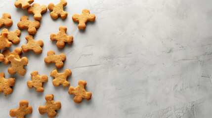 Pet products featuring bone-shaped treats for dogs placed in an empty space.