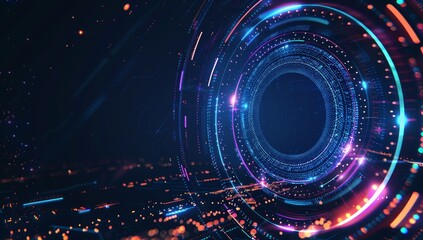 Poster - dotted lines and circles, modern internet technology background.
