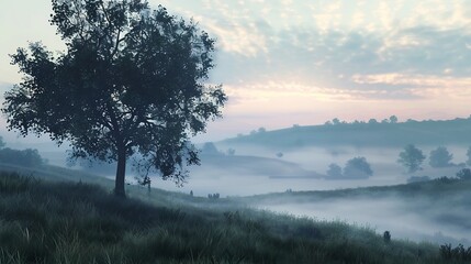 Wall Mural - Misty Morning in the Valley