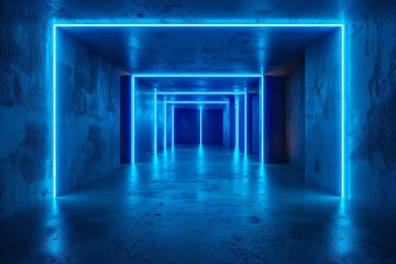 Poster - background of an empty dark room, surrounded by futuristic sci-fi effects