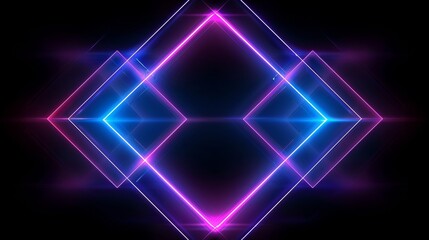 Poster - 3D rendering of neon lights tunel background with pink and blue laser rays, glowing lines