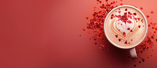 Canvas Print - Valentine s Day themed latte art with space for text or design. Copy space image. Place for adding text and design