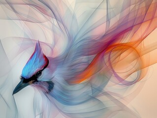 Wall Mural - abstract concept colorful bird. smoky rainbow motion. bird in flight. background color. avian animal