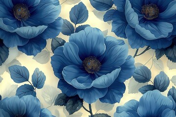 Wall Mural - A blue flower with a white background