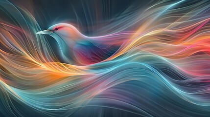 Wall Mural - abstract concept colorful bird. smoky rainbow motion. bird in flight. background color. avian animal