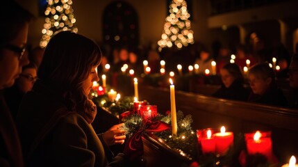 Wall Mural -  Attend a serene candlelight service on Christmas Eve, with carols, scripture readings, and a message of hope. 