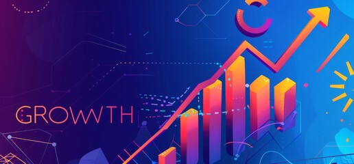 Poster - abstract growth arrow chart indicating upward business trend and progress