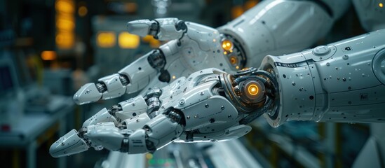 Sticker - Close-up of Robotic Hands in Industrial Setting