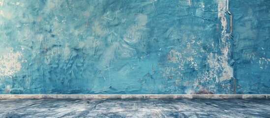 Canvas Print - Blue toned wall texture creating a vintage feel with copy space image