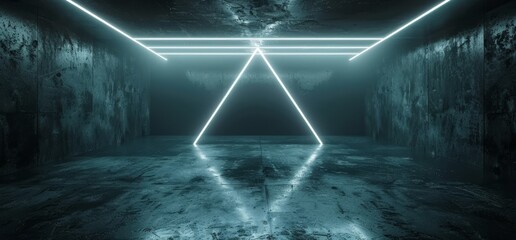 Aufkleber - dark concrete grunge reflective modern alien spaceship tunnel hallway underground garage entrance ab