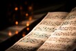 © juliars - Close-up of a music score with soft lighting and a bokeh background, creating a cozy ambiance