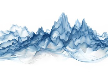 Poster - An abstract rendering of waves with particles on a white background. A futuristic background with lines of hundreds of low poly spheres.