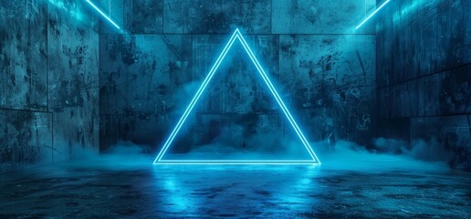 Poster - 3d rendering of sci-fi futuristic spaceship with neon lights in a warehouse, garage, hallway, and ca