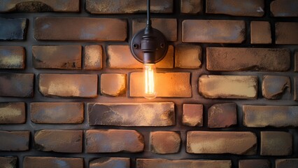 Wall Mural - Vintage lamp on brick wall background